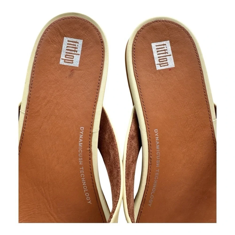 FitFlop Women's Pale Yellow Gracie Leather FLIP-Flops Sz 11